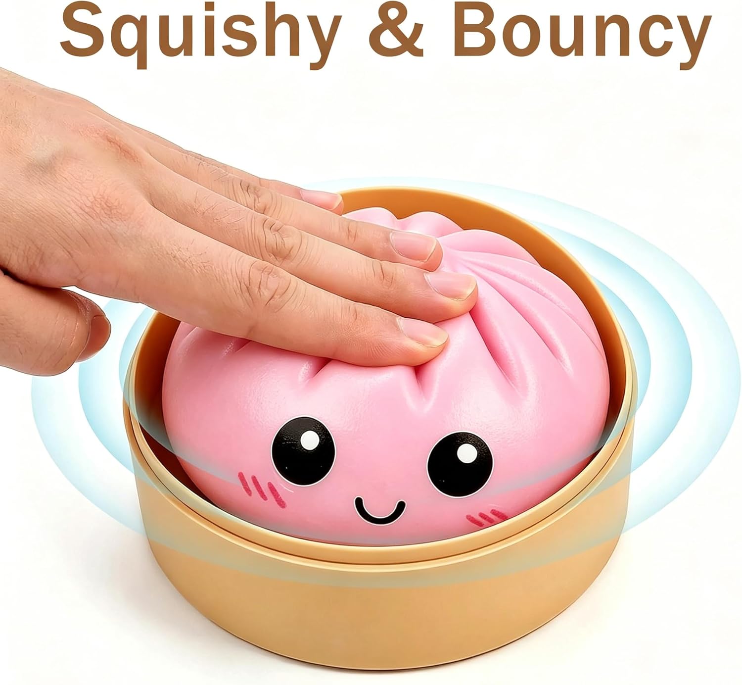 Dumpling Squishy Stress Ball Cute Squishy Fidget for Adults Anxiety Relief Soft Squeeze Sensory Stress Ball with Food Steamer for Office Desk Gift for Coworkers Friends (Purple)