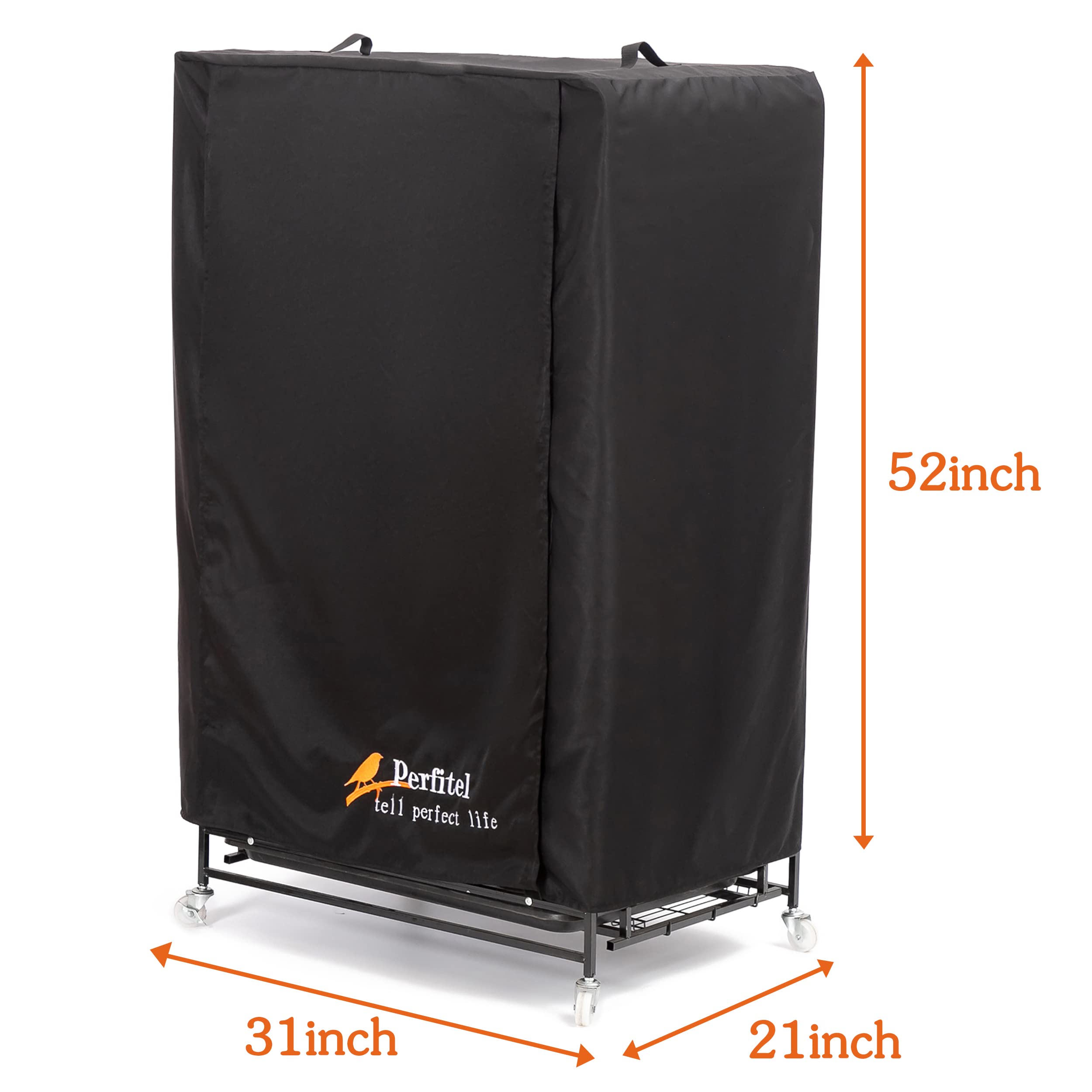 Funda grande para jaula de pájaros, color negro, opaca, para jaulas de pájaros | 31 x 21 x 52 pulgadas, material duradero y transpirable y lavable, crea un ambiente silencioso