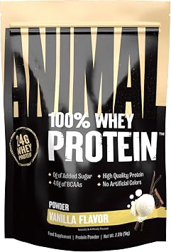 Animal 100% Whey Protein Powder   Whey Blend for Pre- or Post-Workout, Recovery or an Anytime Protein Boost  Low Sugar   Vanilla, 1 kg