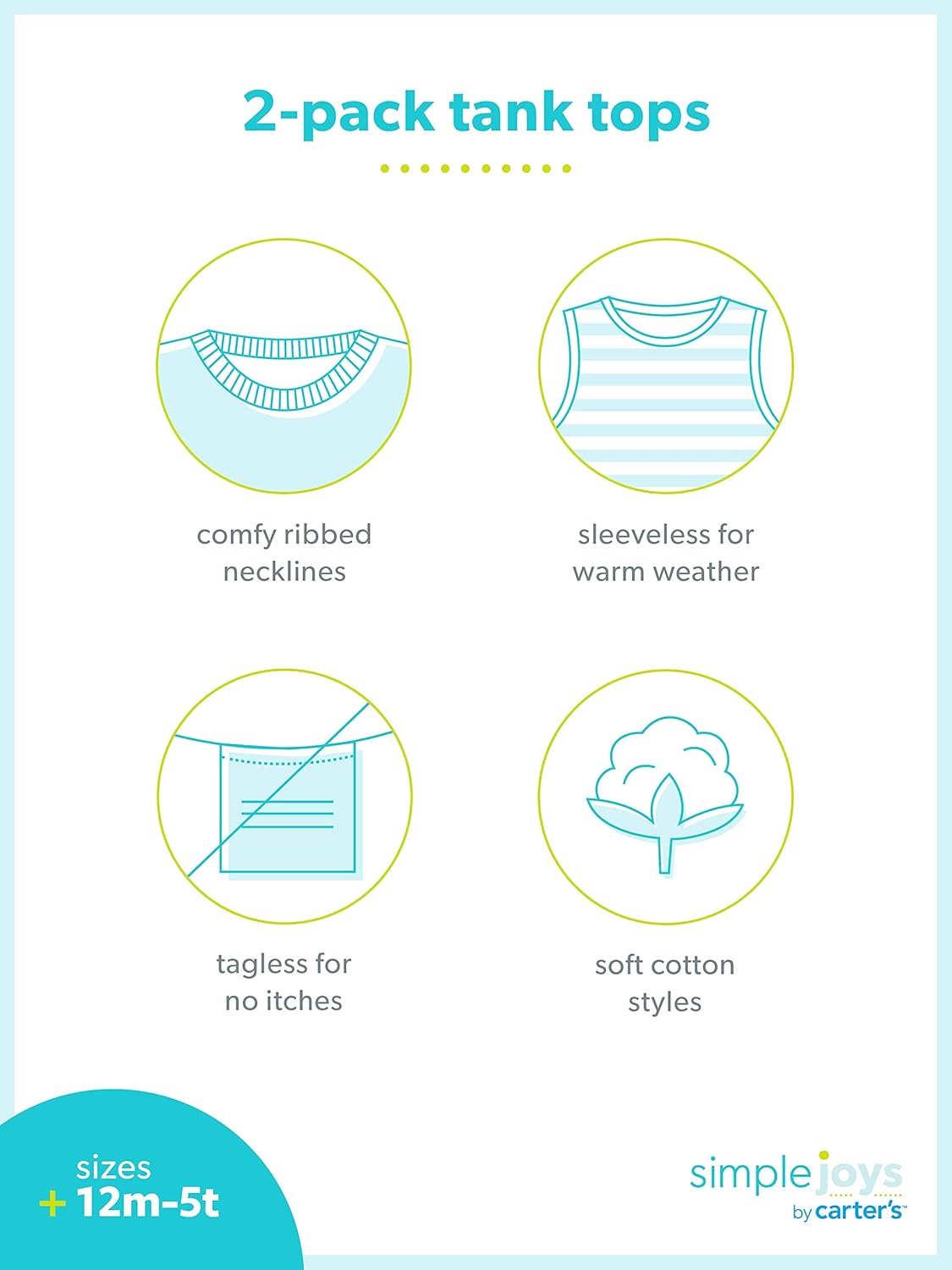 Simple Joys by Carter's baby-boys 2-pack Muscle Tank Tops - Image 4