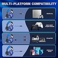 Vista 5 de Auriculares para juegos Xbox One con sonido envolvente estéreo auriculares para juegos PS4 con micrófono y luz LED con cancelación de ruido