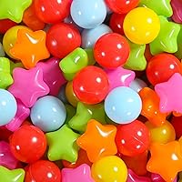 Vista 26 de Paquete de 100, 200, 500 pelotas para alberca de bolas, set de estrellas y redondas, sin BPA, sin ftalatos, no tóxico, a prueba de aplastamiento
