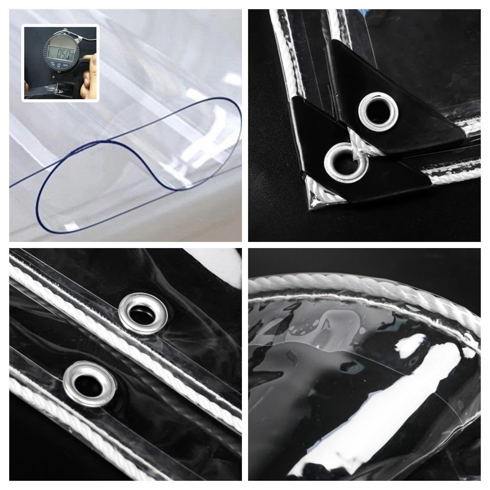 Outdoor Curtains Transparent Tarpaulin Side Panels,0.5mm PVC Waterproof Clear Tarp Curtains,Weatherproof Tarpaulin for Pergola Patio Porch Gazebo Carport,with Zipper Door,W×H-1.7×2m(5.6 * 6.6ft)