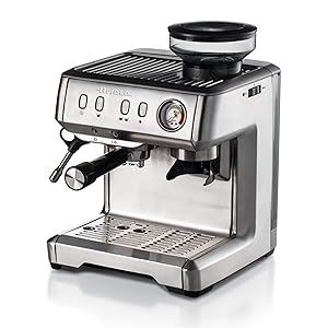Ariete 1313 Cafetera Espresso de Metal Monodosis, 1600W, 15 Bars, 2 Litros,Café En Polvo Y Ese Pods, Cappuccino, Molinillo Integrado, Cuerpo Acero Inoxidable