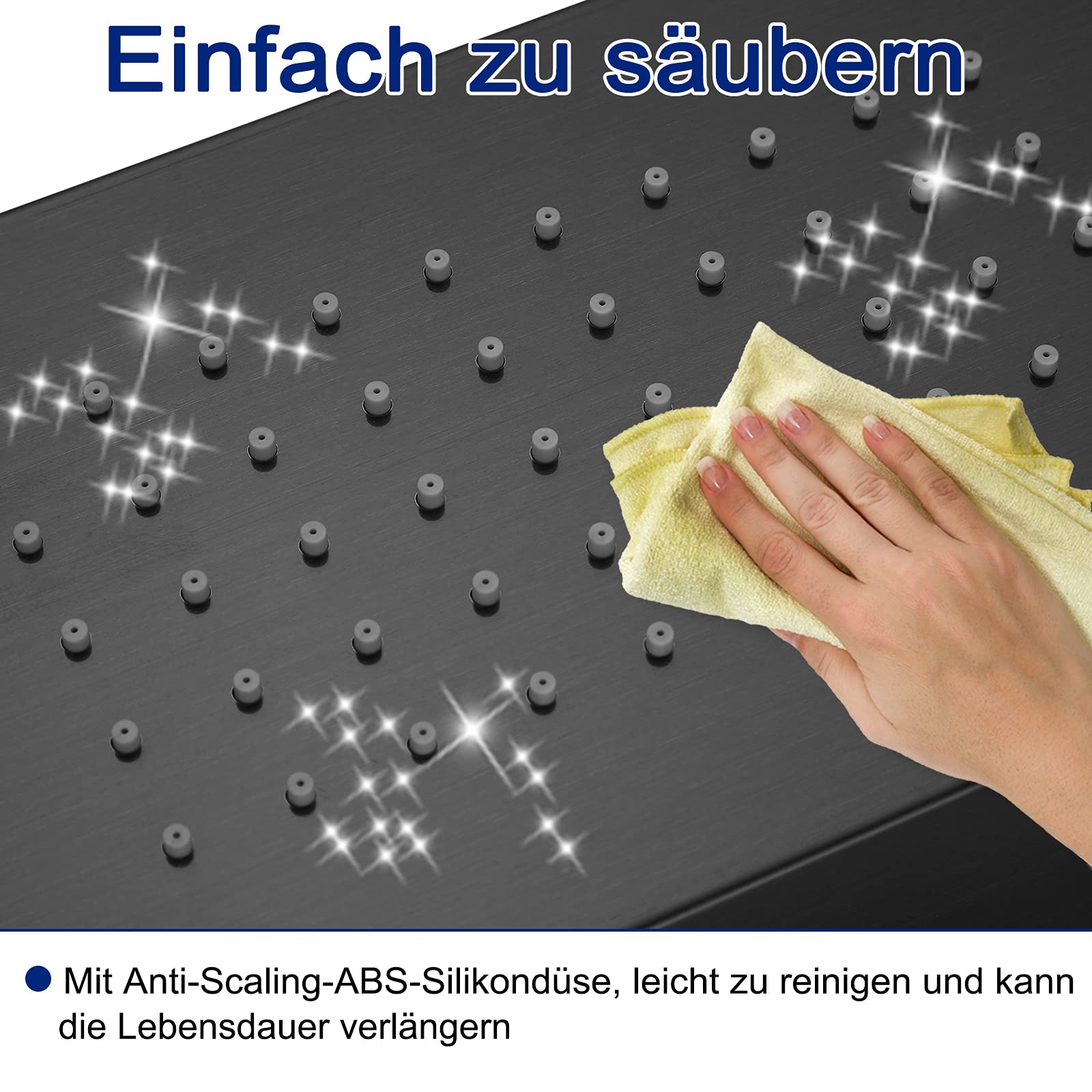 HENGMEI Panel prysznicowy system prysznicowy ze stali nierdzewnej szczotkowanej armatura prysznicowa zestaw prysznicowy z deszczownicą, prysznic z masażem, prysznic z wodospadem, słuchawka prysznicowa