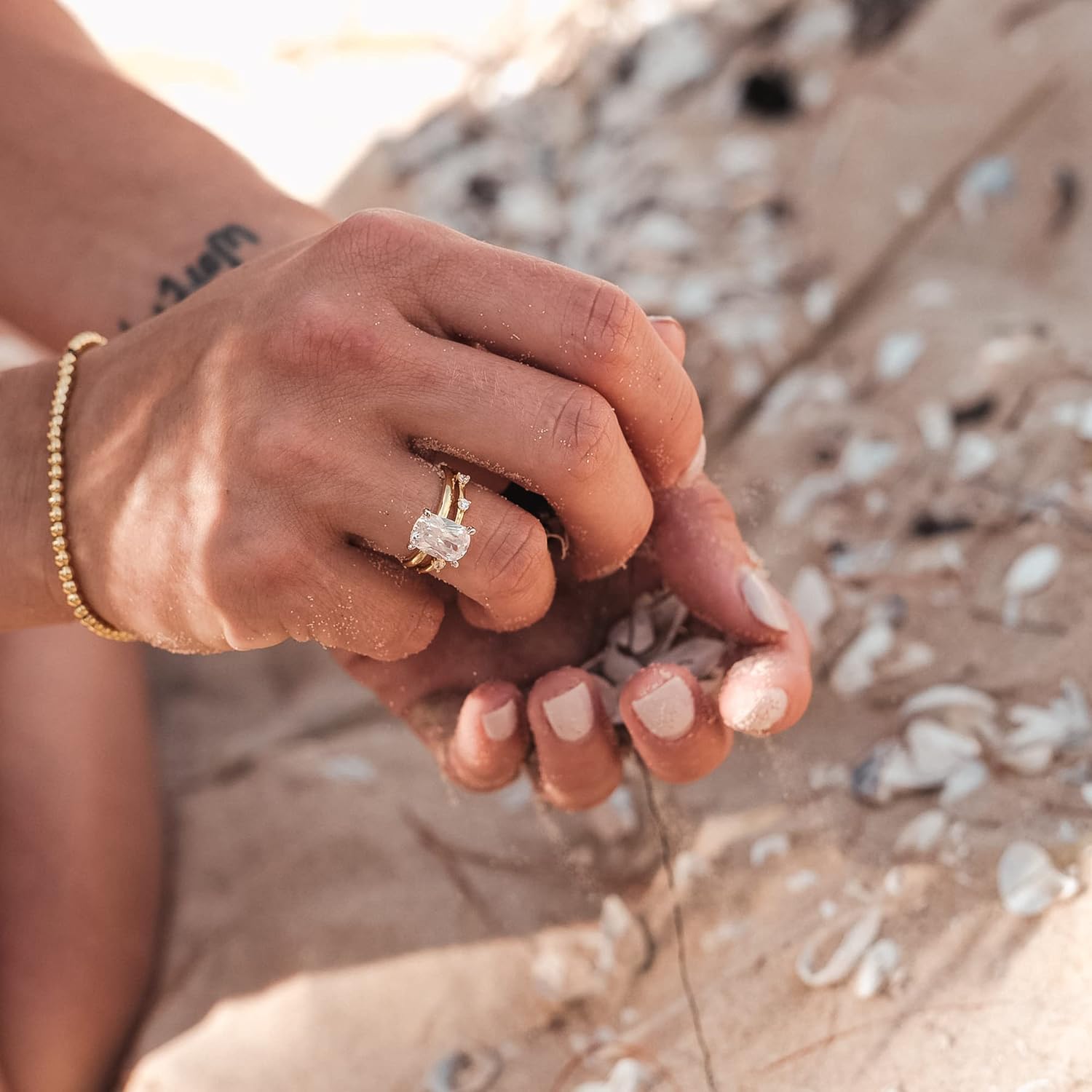 18K Gold Plated Sterling Silver 2 Carat Cubic Zirconia Solitaire Engagement Ring | Women's Thin Band CZ Promise Ring - Image 4