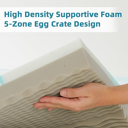 Miniatura 7 de SAPHREAS Cubrecolchón de espuma viscoelástica, tamaño King, alivio del dolor de espalda y presión, espuma viscoelástica de enfriamiento de 3