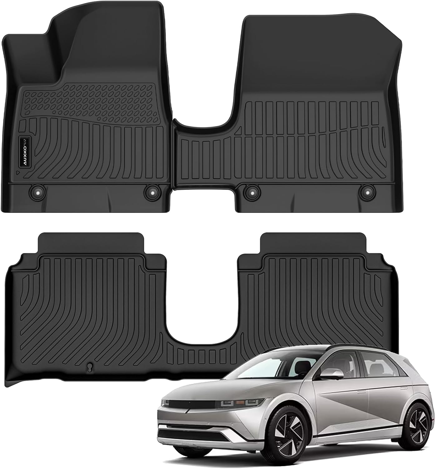 Auxko All Weather Floor Mats for 2026 2025 Hyundai IONIQ 5 SE/SEL/SE Standard Range (Exclude XRT & Limited) Unmovable Console TPE All Season Accessories Odorless Anti-Slip
