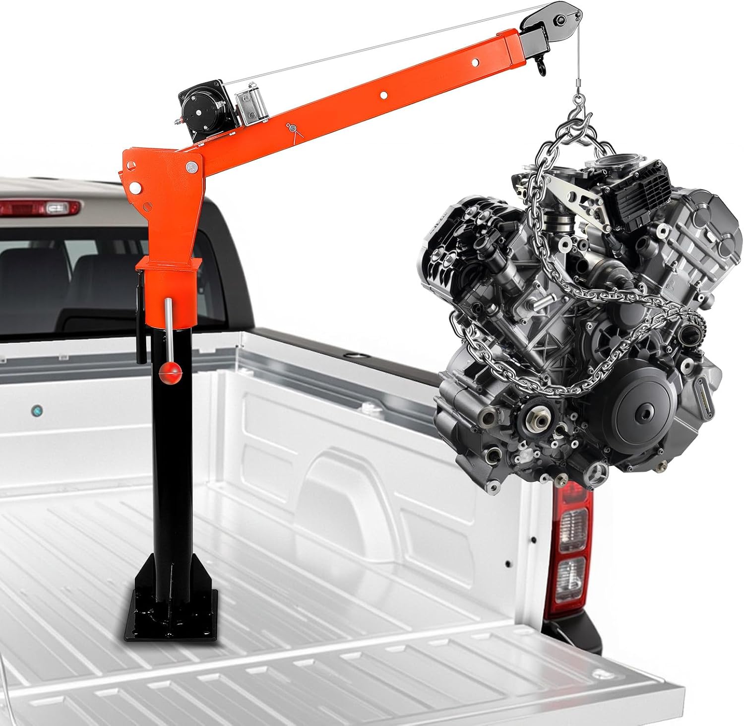 Electric Vehicle Truck Mounted Crane with 2200 Lb Electric Winch, Lifting Capacity 1300 Lbs, 360° Rotation, Retractable Boom, Suitable for Cargo Lifting in Factories and Other Places. (2200Lbs)