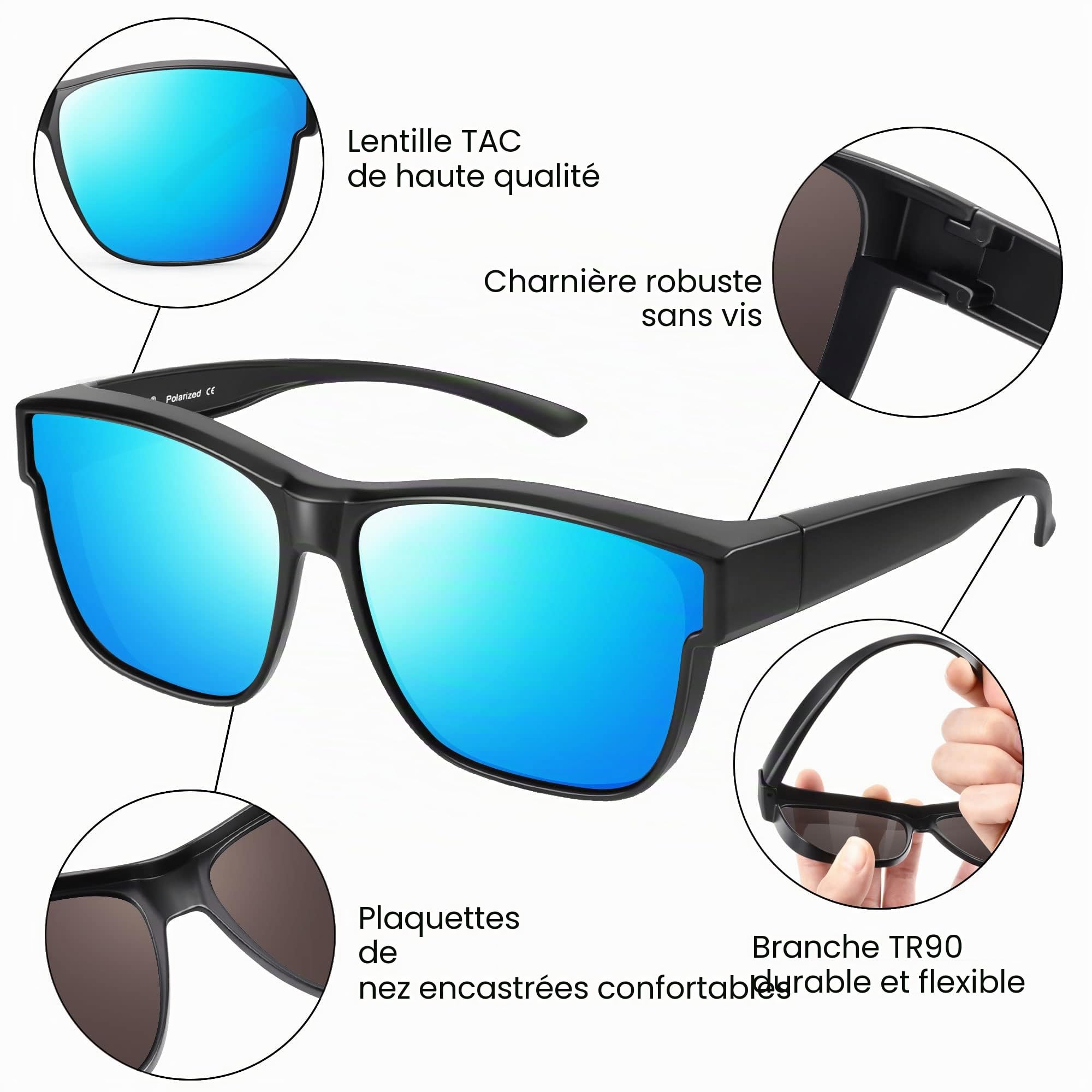 URUMQI Surlunettes de Soleil Femme Homme, Sur Lunettes Polarisée avec protection UV400 polarisantes Lunette pour Conduite, Cyclisme, Sport et Loisirs