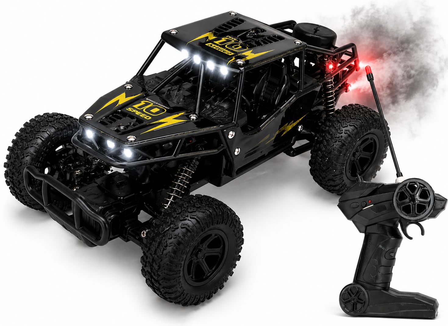 Goyal's Monster Size Truck Remote Control Car with Mist Smoke Effect for Kids Rock Crawler, 5 Function 1:18 Rc Car Toys 2Wd Offroad High Speed-image-5