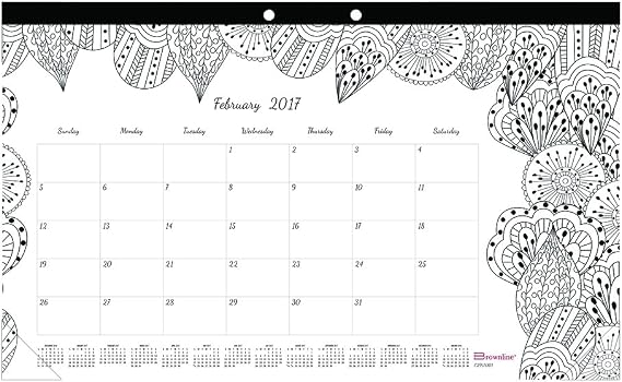 Blueline DoodlePlan Desk Calendar with Coloring Pages, 17 3/4 x 10 7/8, 2018 (C2917001)