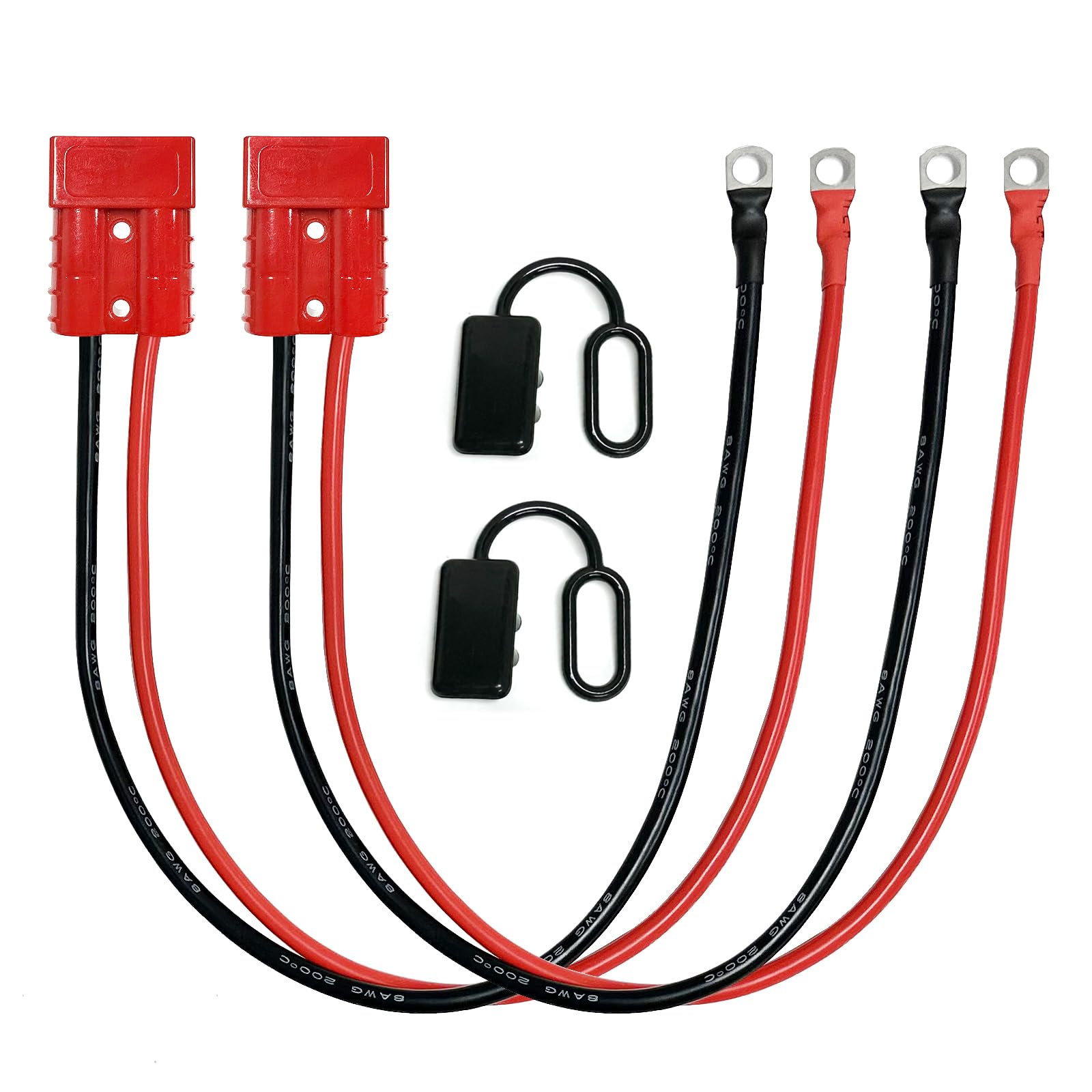 2 Pcs 50A Battery Quick Connector,1.64FT 8AWG Electric Forklift Charging Plug Cables with O Ring,Quick Connect Disconnect Battery Charging Cord for RV