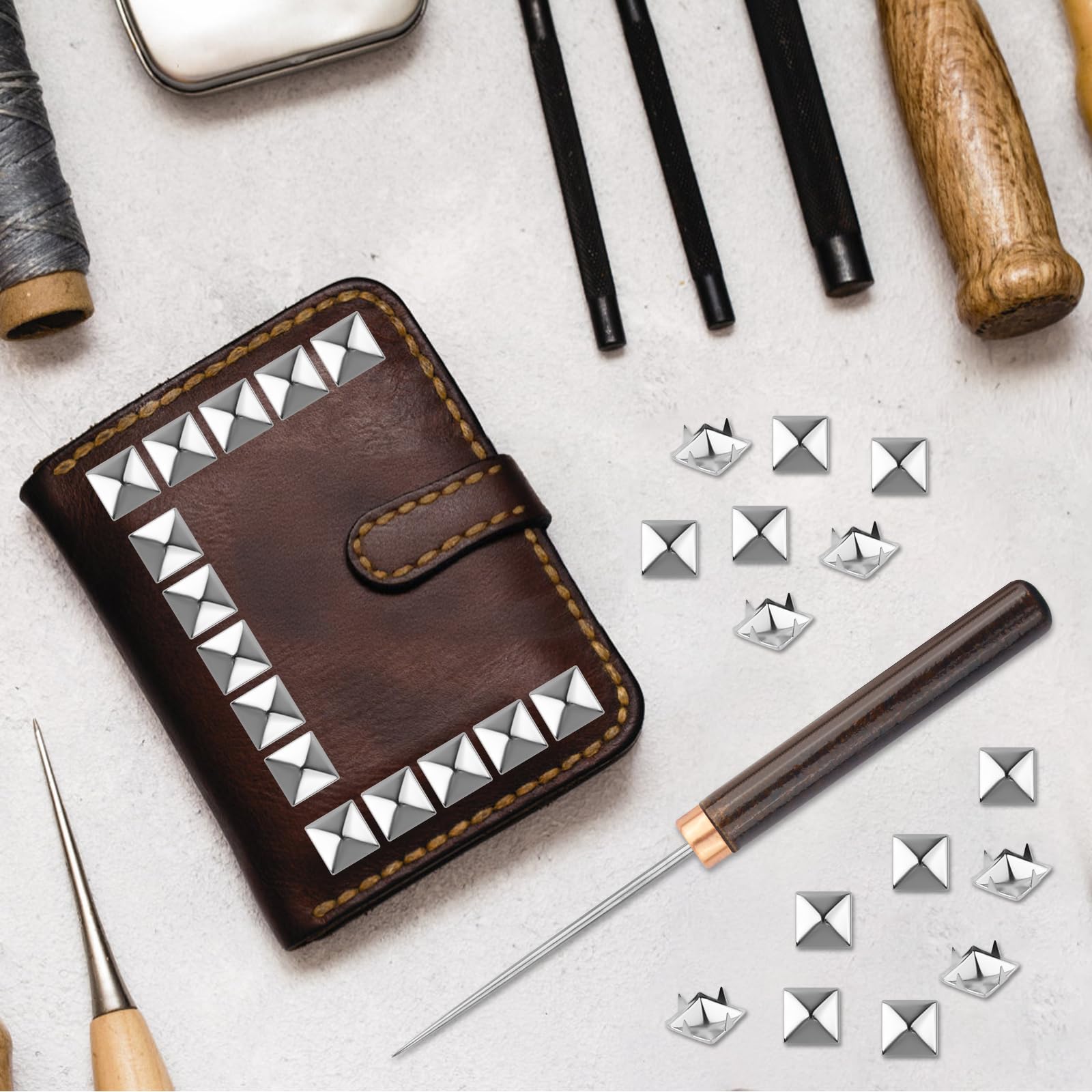 Amazon.com: 300Pcs Square Pyramid Studs for Clothing Leather Craft