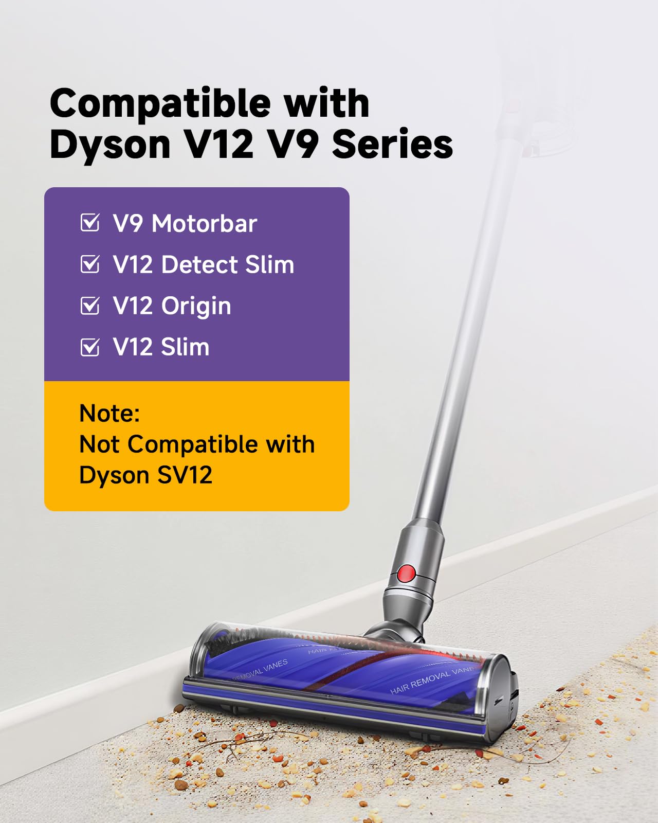 V12 Dysza podłogowa do odkurzacza Dyson V12 Detect Slim / V12 Origin /V9 część zamienna do odkurzacza silnikowego, szczotka zapobiegająca plątaniu, napęd bezpośredni, głowica do czyszczenia twardych