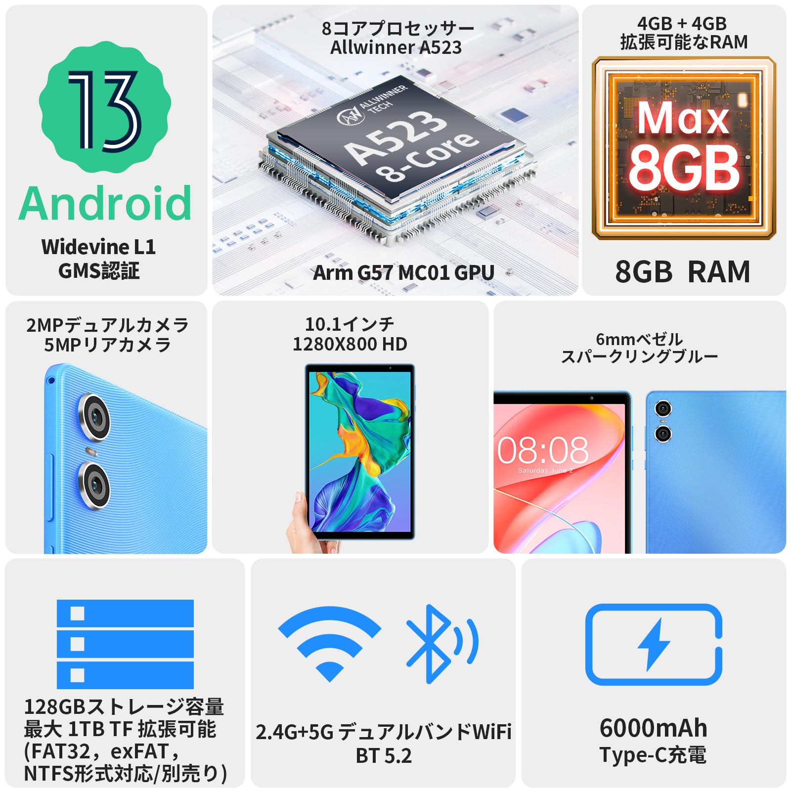 Amazon.co.jp: 【Android 13 8コア】TECLAST P26T タブレット 10インチ