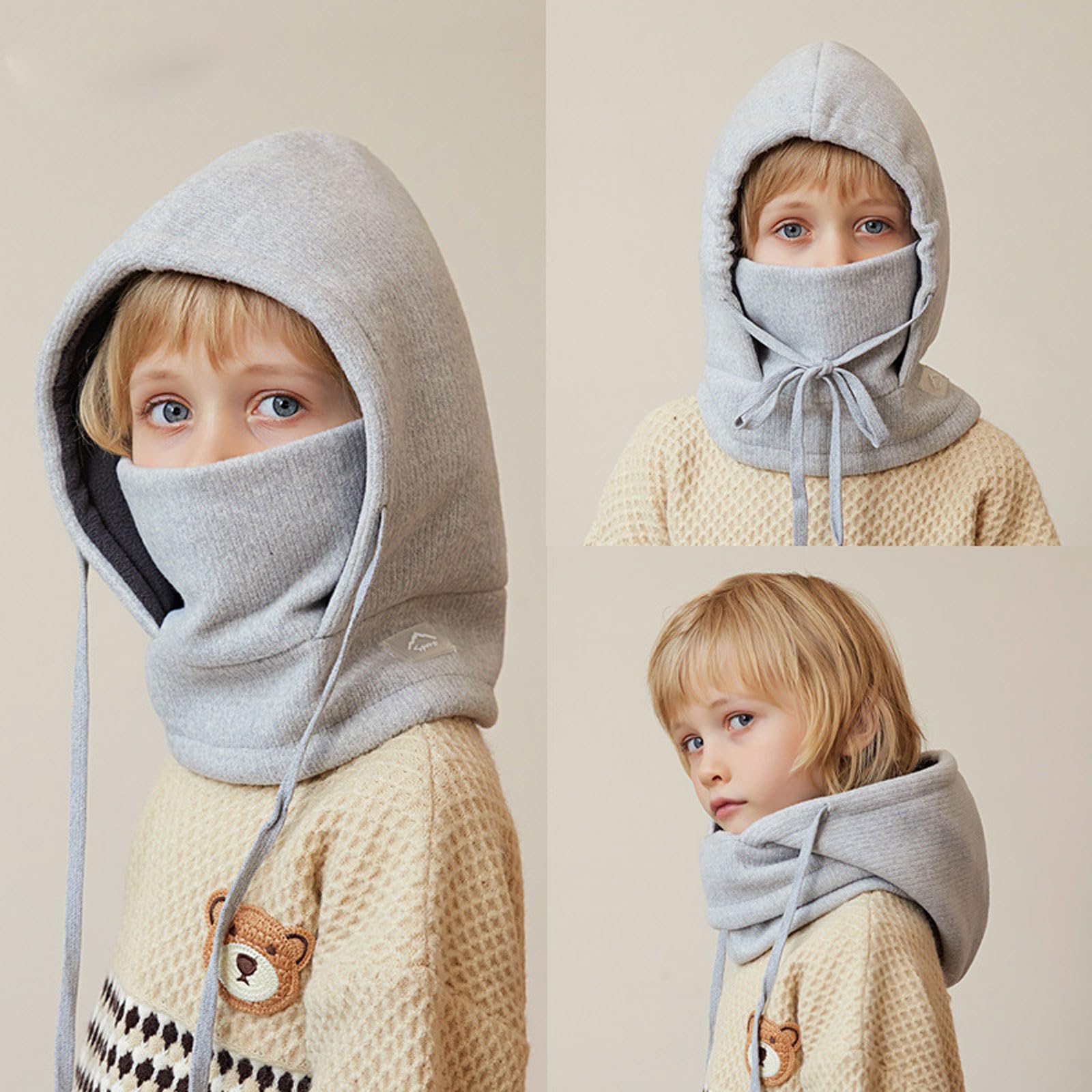 Mayoii Children's Winter Thermal Balaclava, Multifunctional Windproof Ski Mask, Warm Knitted Fleece Hat Hood, Neck Scarf for Boys Girls 4-12 Years