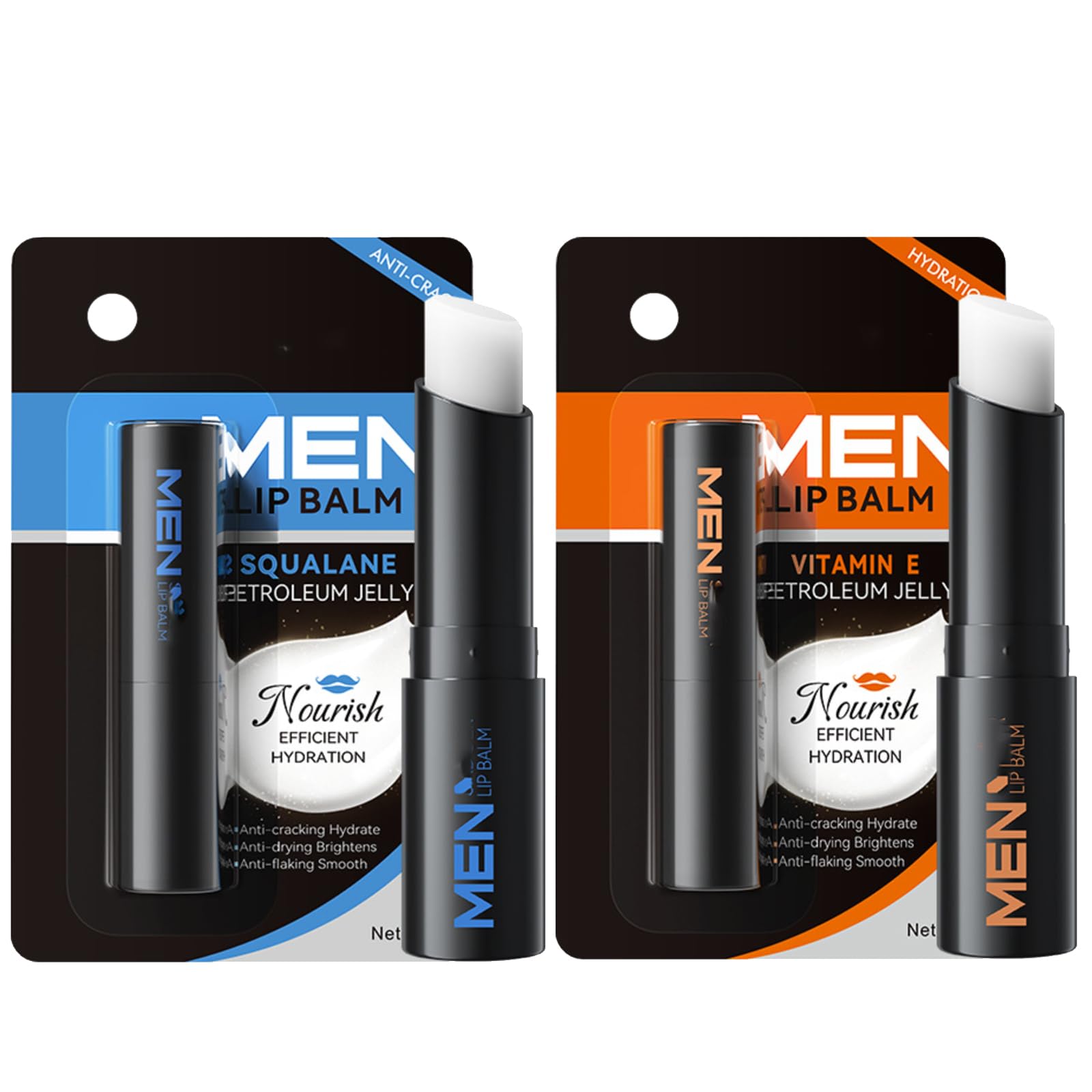 2PCS Lip Balm Set, Men Lip Balm for Dry Chapped Cracked Lips Treatment, Moisturizing Soothing Hydrating Lip Repair Moisturizer Set, Make up Gift for Men