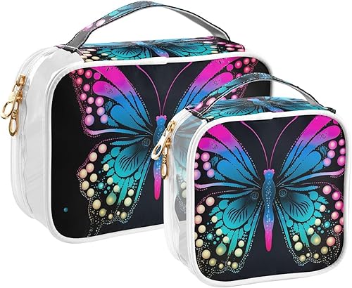 Miniatura 2 de Y2k Gothic Butterfly Clear Toiletry Bag for Traveling,2 Pack Makeup Cosmetic Bag with Zipper,Travel Bag for Toiletries,Travel Essentials 21215137