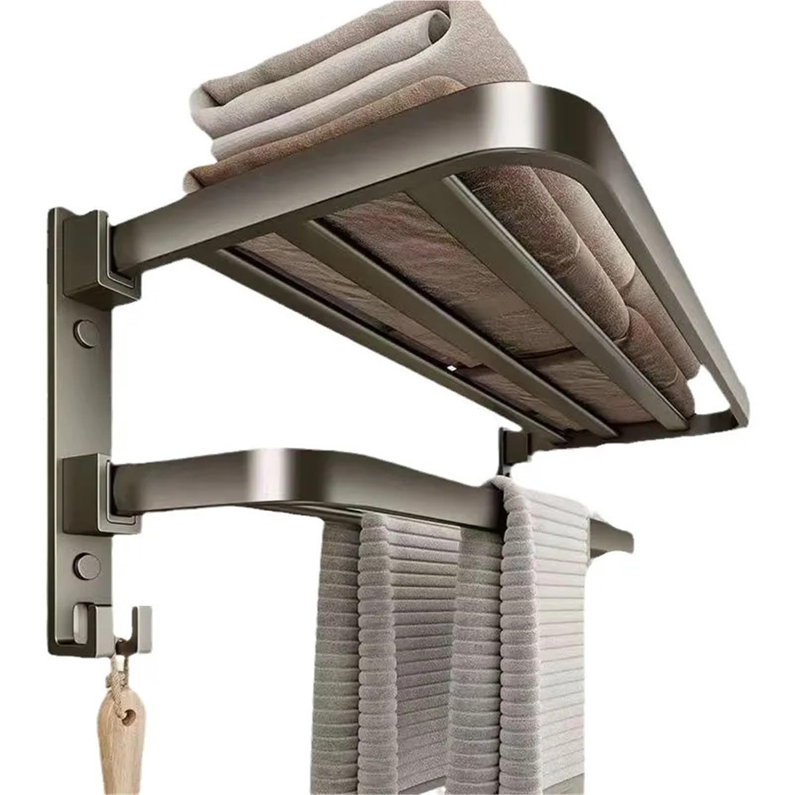 VAYEODEYU Stainless Towel Rack 40-50 cm Gray Wall Mounted Perforation-Free Bathroom Kitchen Bedroom(40CM)
