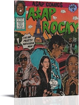 MOZEU Asap Poster Rocky Comic Music Album Cover Posters for Room Canvas Wall Art Bedroom Decor 16x24inch40x60cm, Frame-style-2