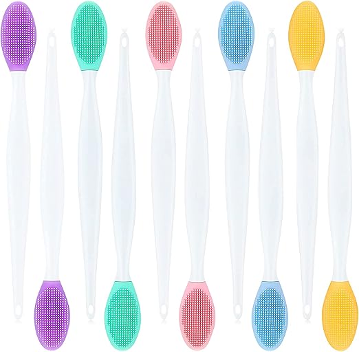 10 Pieces Lip Scrub Brush Silicone Exfoliating Colorful Lip Scrubber