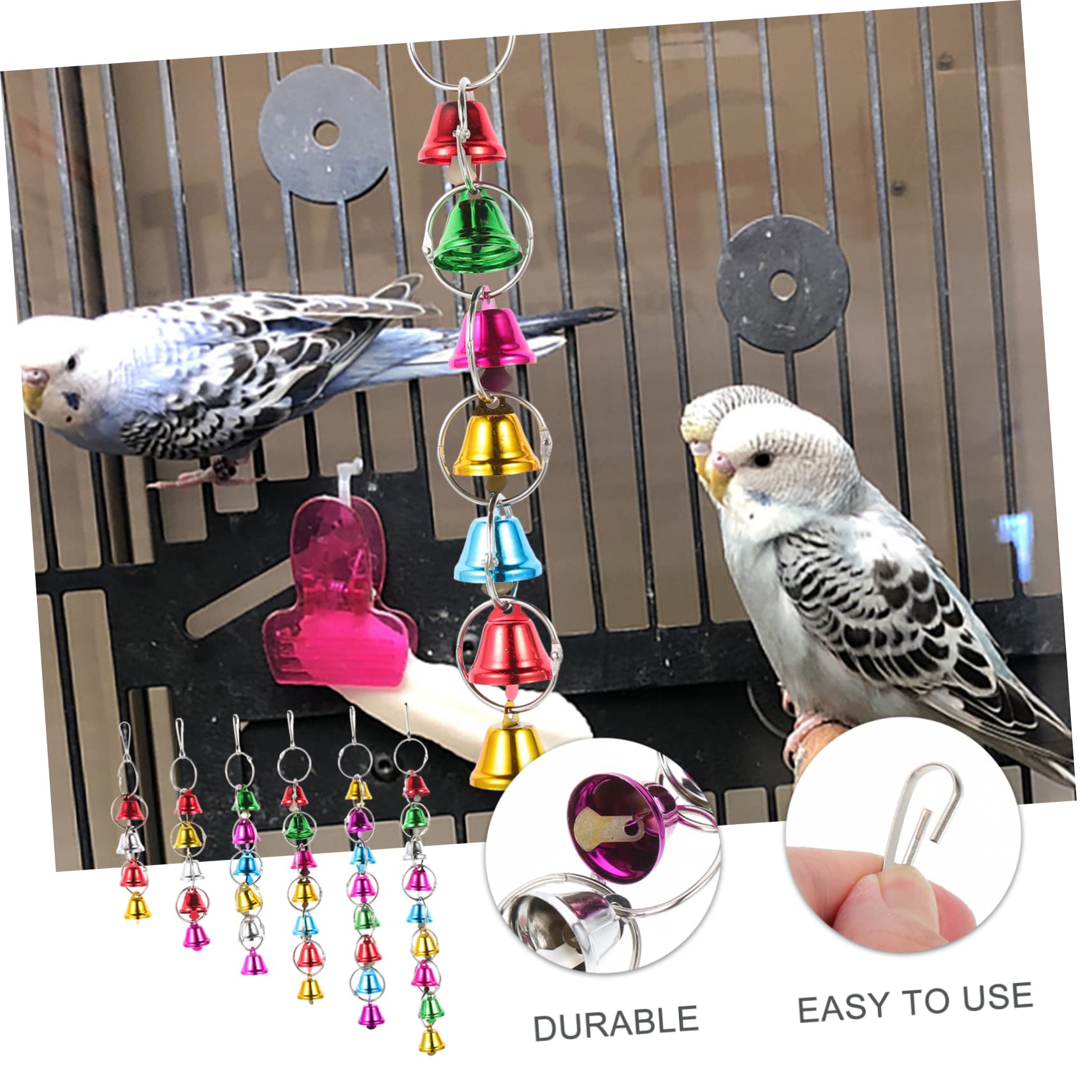 Yardwe 12piezas Campanas para Aves Juguetes Colgantes para Periquitos y Diversión para Decoración De Jaula y Juguetes De Masticar