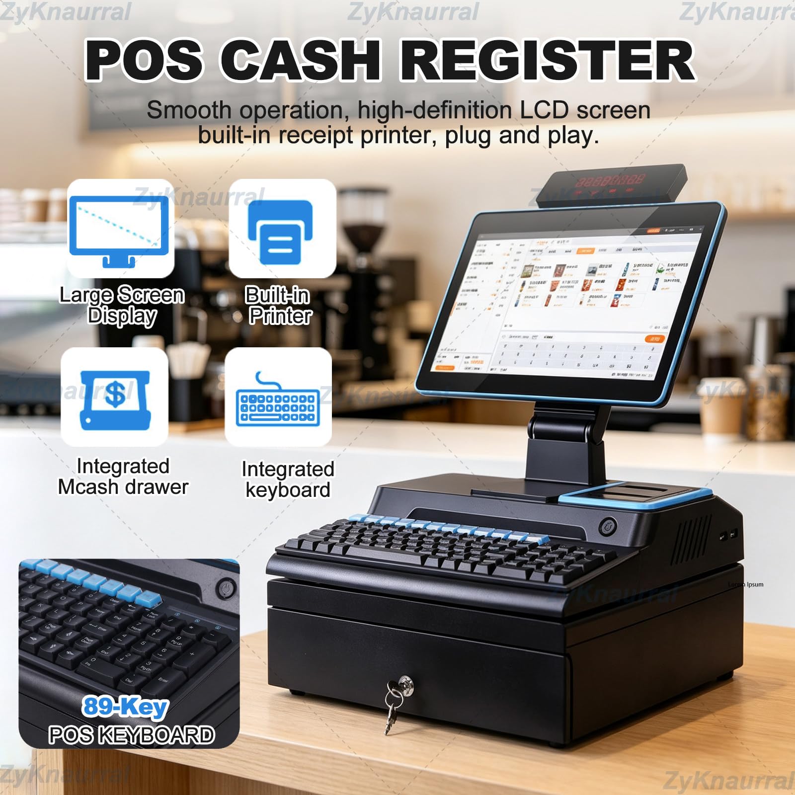 Caisse Enregistreuse écran Tactile,Moniteur Caisse LCD 4+64G-Orange