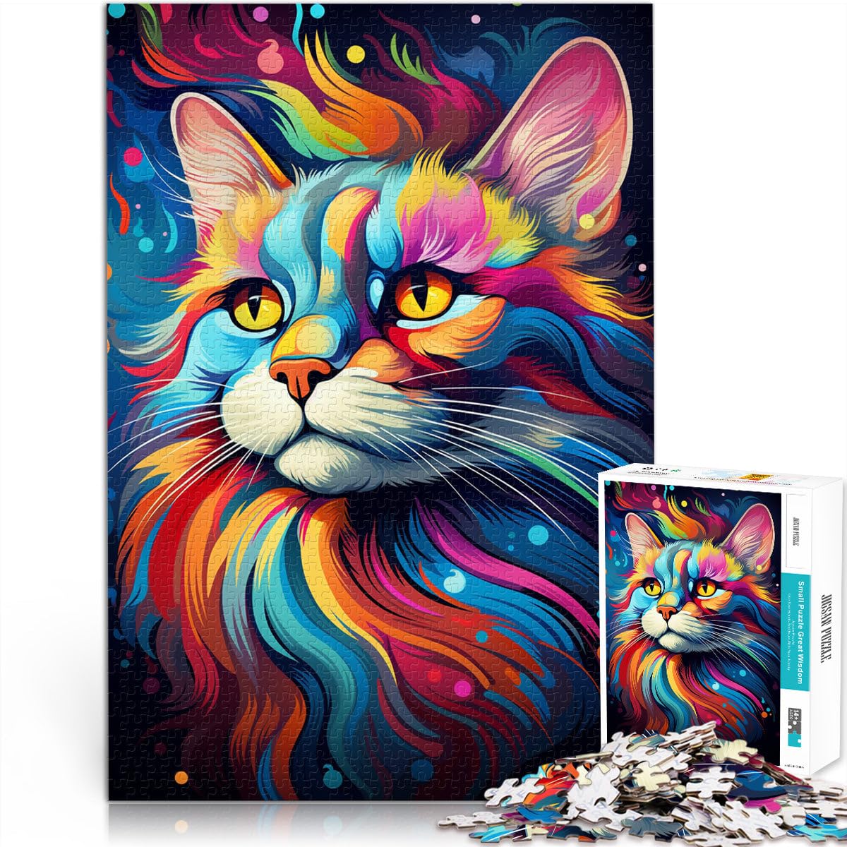 Puzzle Adulto 2000 piezas Dibujo Fantasía Gato Juguete Juego Intelectual 27.56 pulgadas x 39.37 pulgadas es ideal como regalo para toda la familia