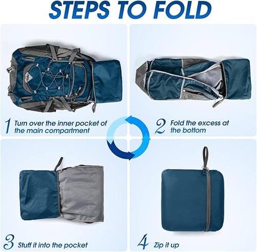 Miniatura 8 de IGOLUMON Mochila de senderismo de 40 L, plegable, ligera, mochila de camping para hombres y mujeres, impermeable, mochila de senderismo al aire