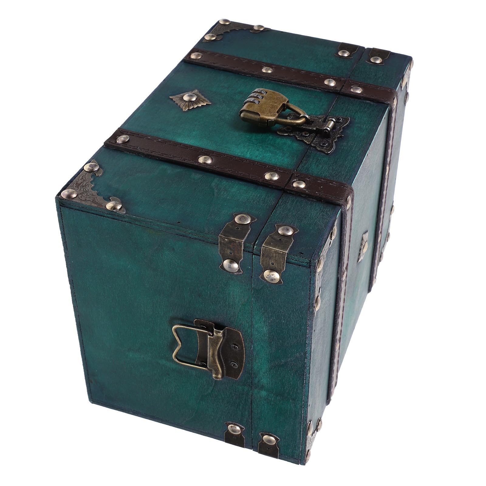 Vintage Elegante Retro Holzkiste Schmuckaufbewahrungsbox mit Schloss zur Sicheren Aufbewahrung und Fotorequisite für Zuhause und Studentenwohnheim