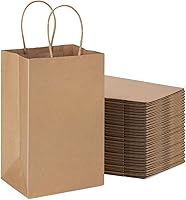Vista 18 de METRONIC Paquete de 200 bolsas de papel blanco de 5.25 x 3.75 x 8 pulgadas, bolsa de regalo pequeña de papel kraft con asas recicladas para fiestas