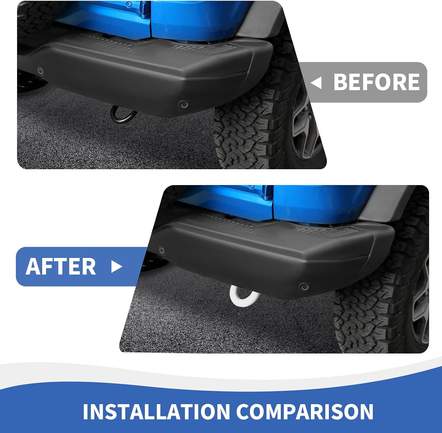 RAZPOY for Bronco Rear Tow Hook Cover, Rear Bumper Tow Hitch Covers Compatible with Ford Bronco Accessories 2021-2024, White