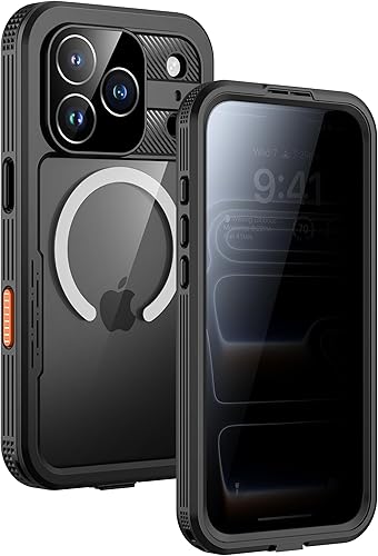 Miniatura 13 de Lanhiem Funda magnética para iPhone 17 Pro Max, IP68 impermeable, a prueba de polvo, compatible con Magsafe, protector de pantalla integrado, cuerpo