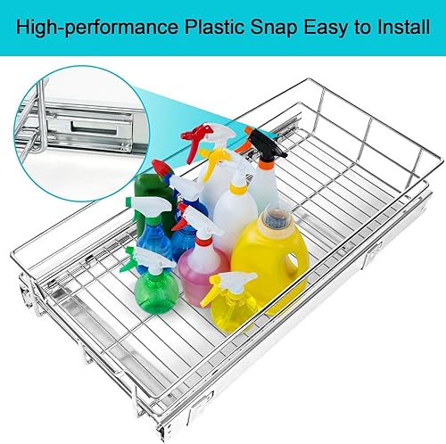 Vista 8 de Organizador de gabinete extraíble de 20" de ancho x 22" de profundidad, cajones deslizantes para organizadores de cocina y almacenamiento, cajones 1