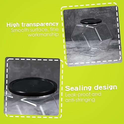 Miniatura 3 de Dandat Paquete de 12 tarros hexagonales de 73 onzas, tarros de plástico para galletas a granel con tapa, recipientes transparentes para encimera de