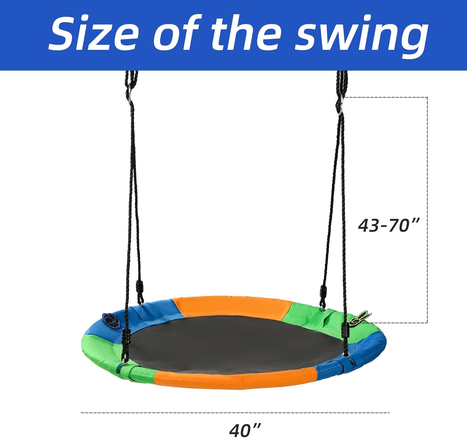 Saucer Tree Swing Seat for Kids 40 Inch Outdoor Round Tree Swing for Children Heavy Duty Safe Durable Easy Install for Backyard