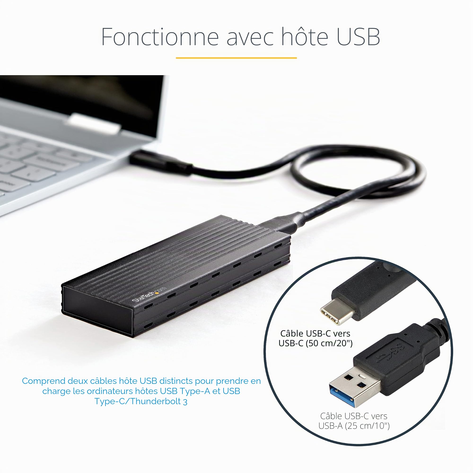 StarTech Boîtier SSD M.2 NVMe ou SATA, USB-C 10Gbps (SM2E1BMU31C)
