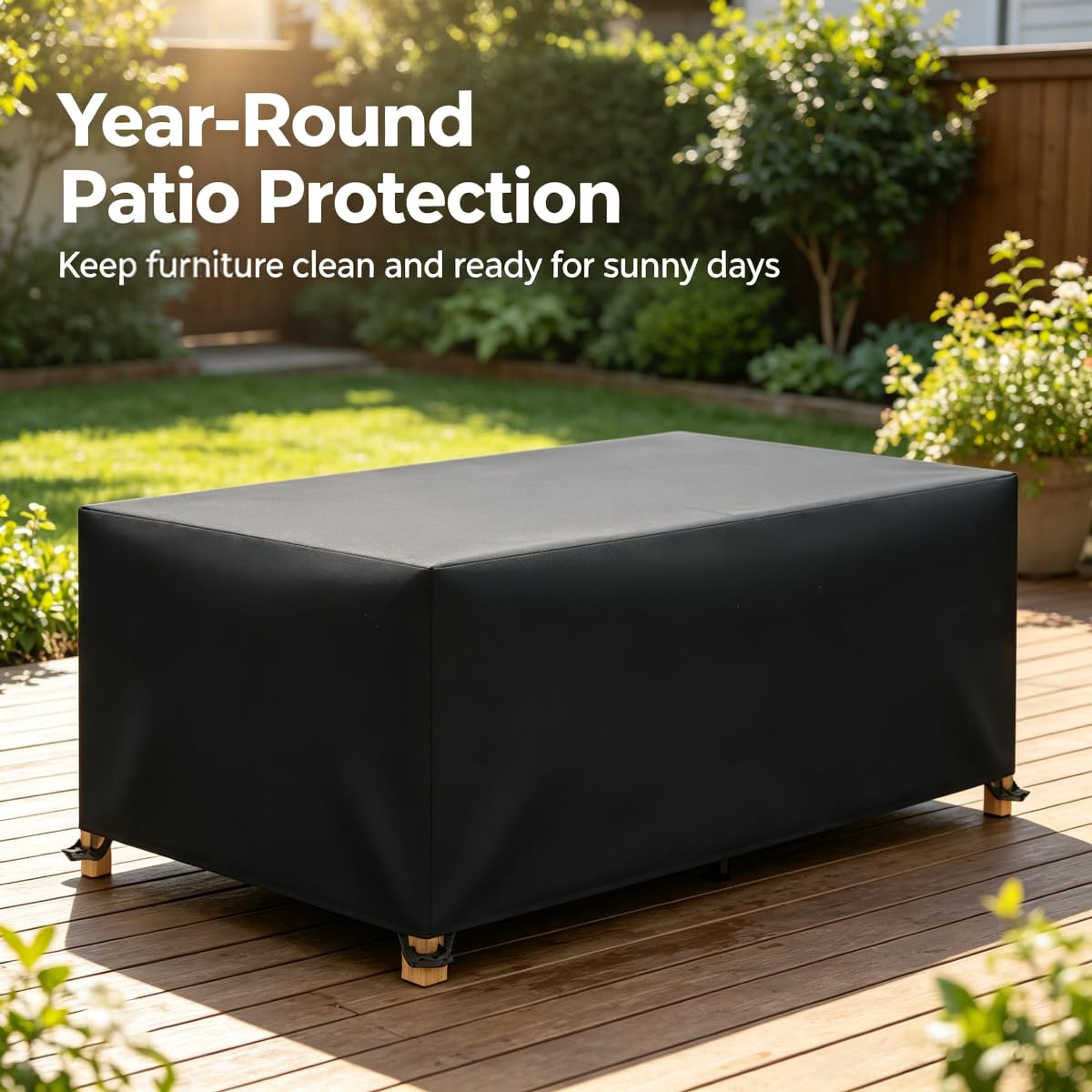 Gartenmöbel Abdeckung, Schwarz und wasserdicht L410xW200xH120cm