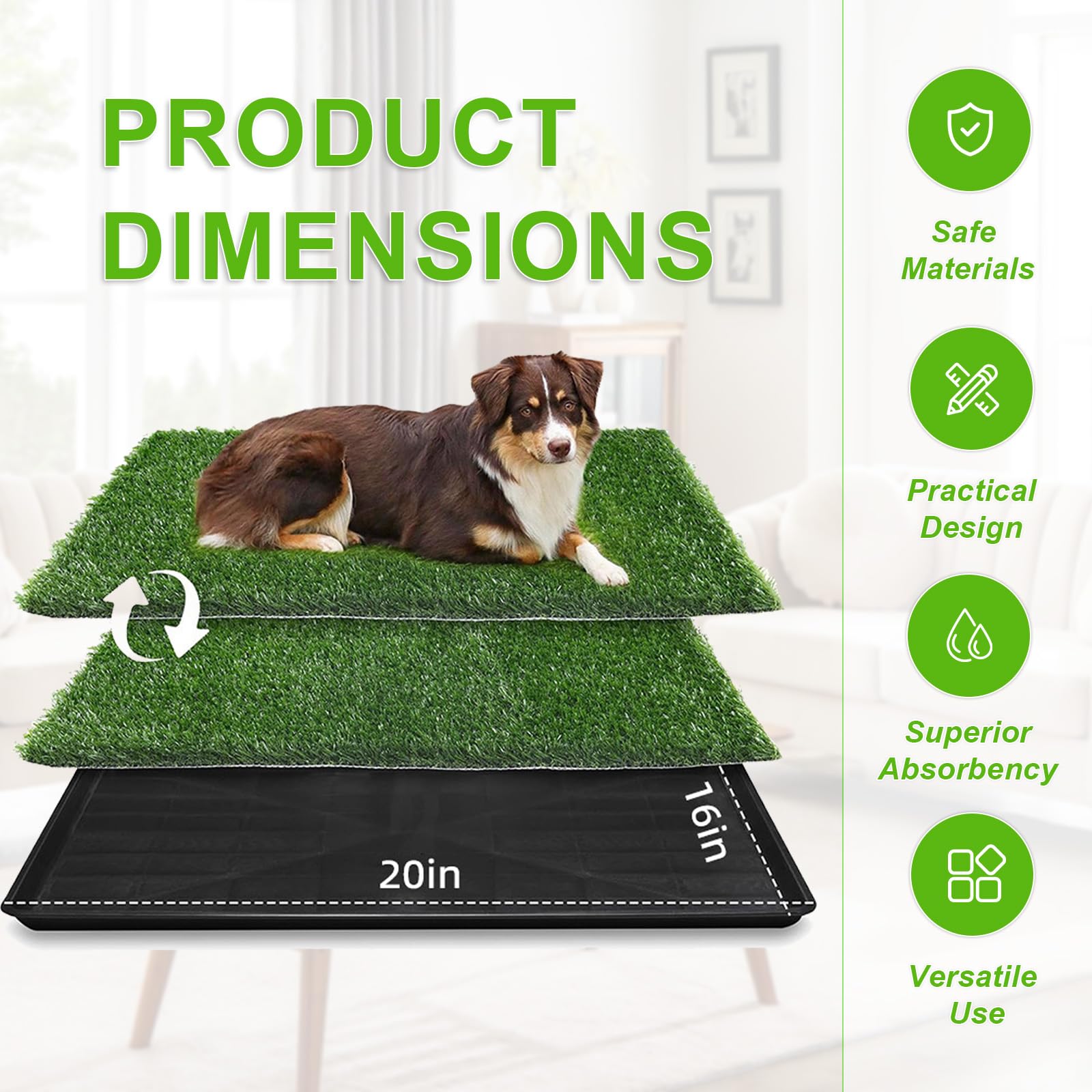 Bandeja de arena para perros de 40 x 50 cm, lavable, reutilizable, para interior y exterior