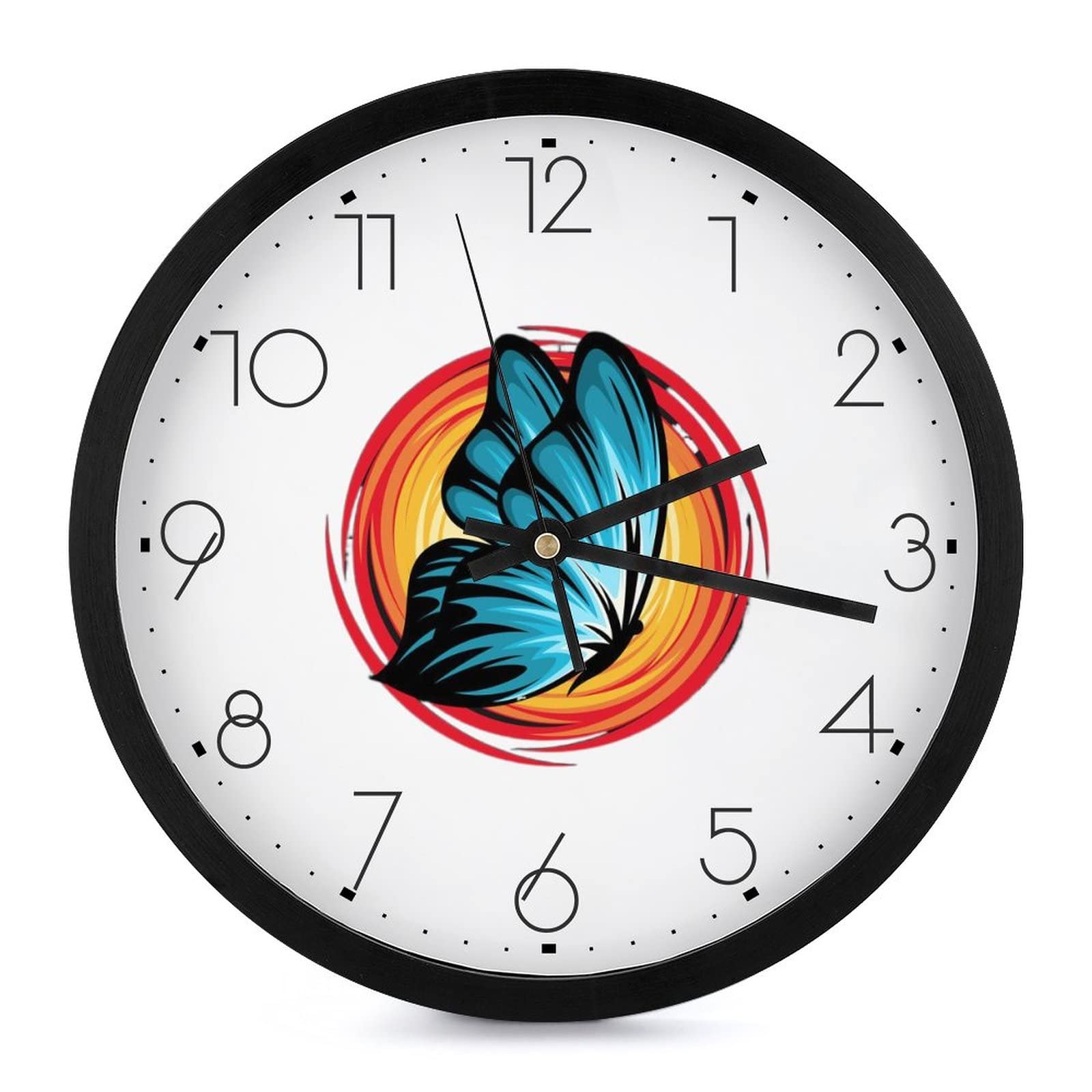 Horloge murale ronde papillon 25.4cm pour decoration de salon