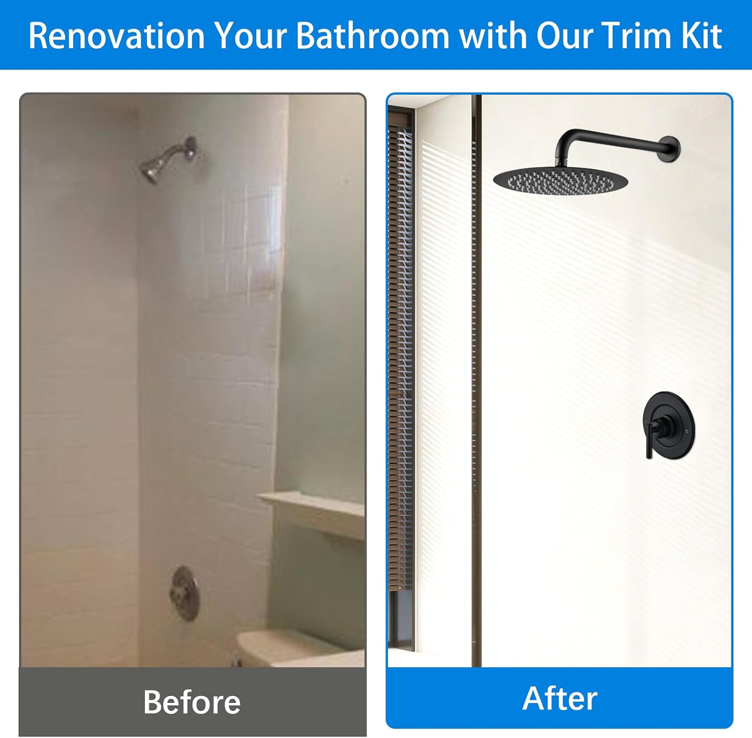 Replacement for Moen Shower Faucet Trim Kit, 12" Rainfall Showerhead, Shower Handle (Valve& Catridge Not Inclued), Matte Black