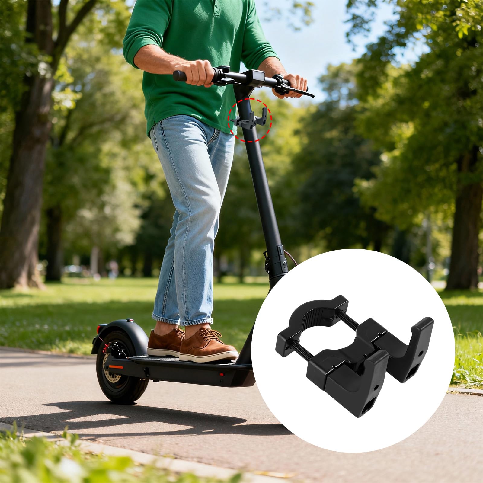 Gancio Anteriore per Scooter Elettrico - Design a Doppio Gancio Ultra Resistente - Ganci per Scooter - Supporto Anteriore Rinforzato per Trasporto Sicuro di Borse e Zaini