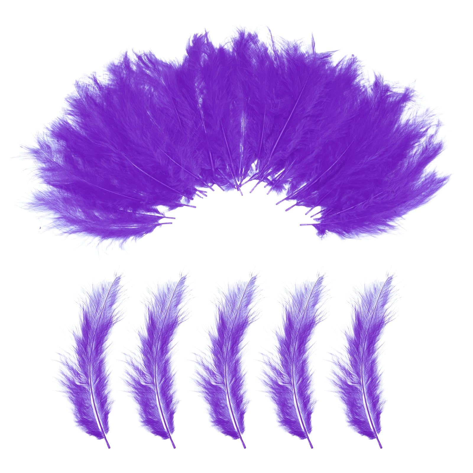 PATIKIL 200 Pack Fluffy Turkey Marabou Feathers,4-6 Inches Purple Natural Turkey Feathers for Crafting Dream Catcher Fringe Trim Fly Tying Party Decorations
