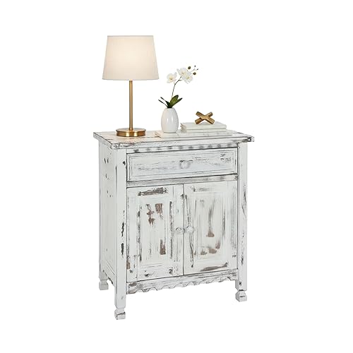 Alaterre Furniture Country Cottage Accent Cabinet with Drawer, Adjustable Shelf