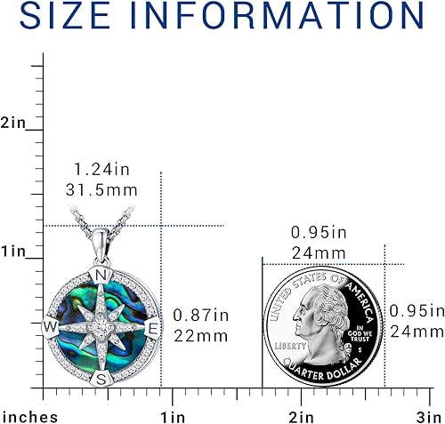 Vista 2 de Eusense Compass Necklace for Women Men Sterling Silver 925 Compass Pendant Picture Locket Holds Ashes Urn Compass Jewelry