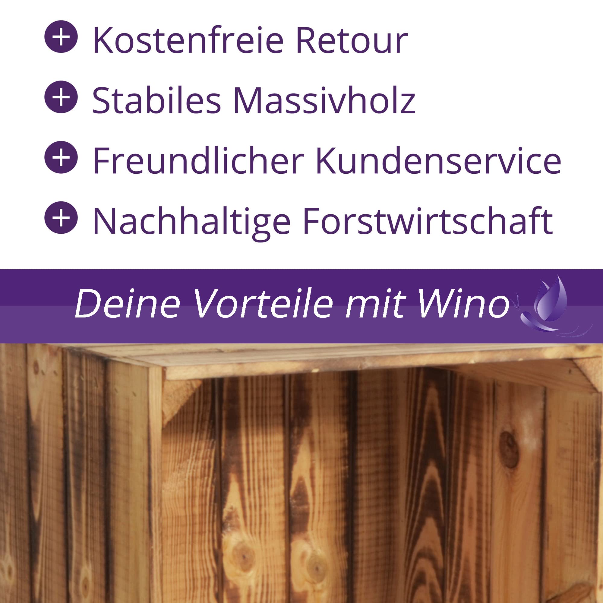 Weinregal Wino Set aus Holz - Geflammt Komboset