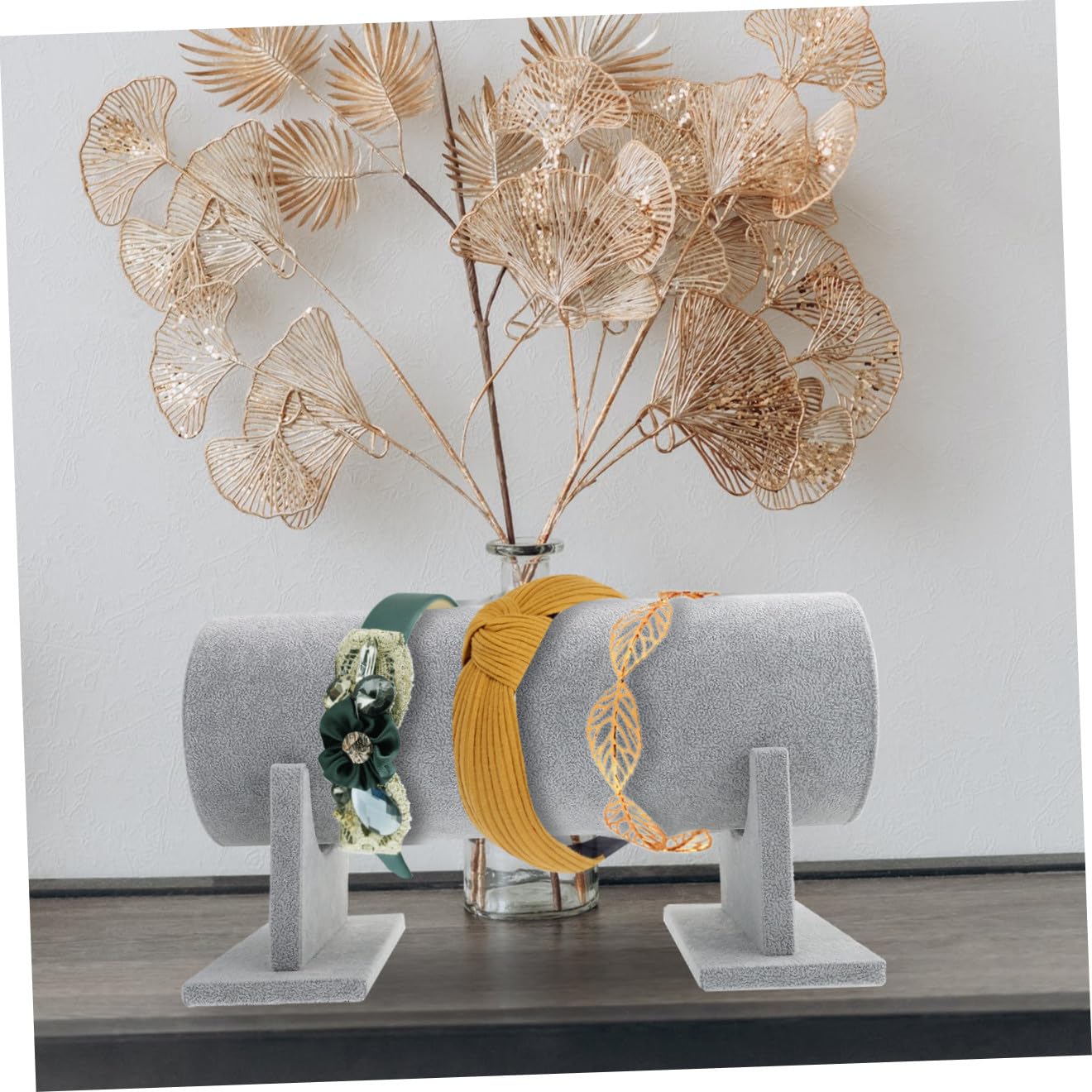 ULTECHNOVO Praktischer Haargummi Organizer aus Dichteplatte mit Flockung und Pvc Stilvoller Aufbewahrungshalter für Haarspangen und Haarschmuck für Schreibtisch und Ordnung