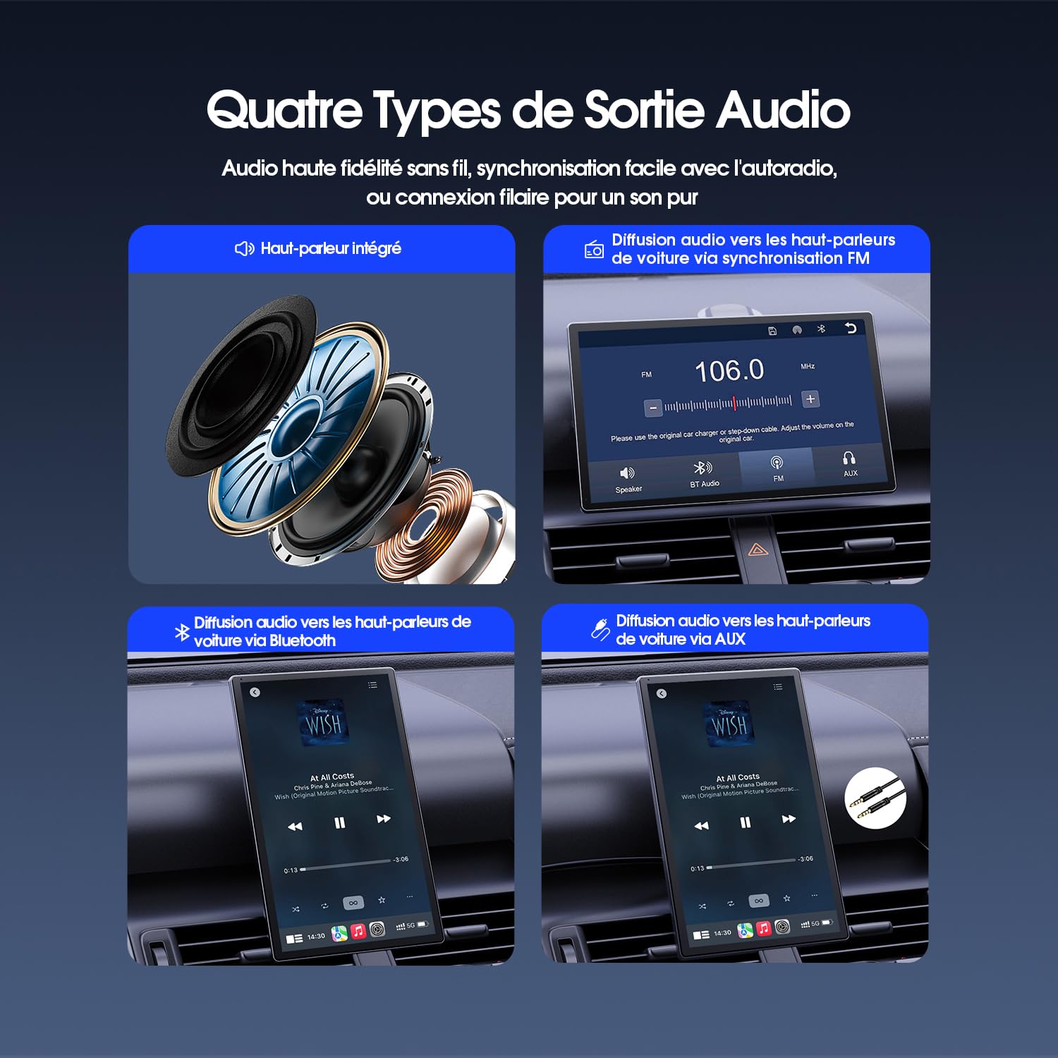 Avylet Écran 9" CarPlay pour Voiture avec Apple CarPlay & Android Auto - Mode Portrait/Paysage - Écran Tactile/Caméra de Recul - GPS/Commande Vocale/Mise à Jour OTA/Bluetooth/AUX/FM