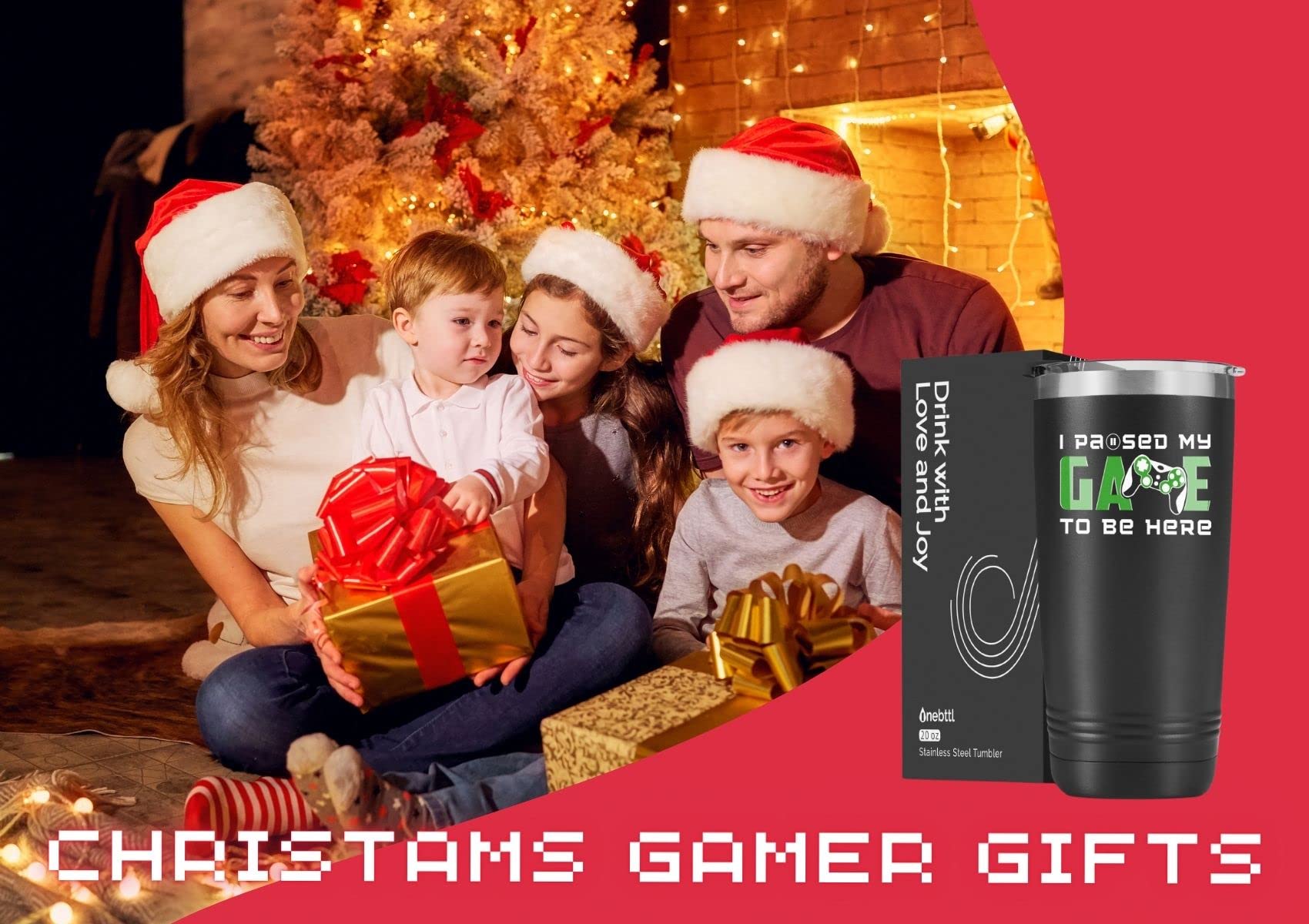 Onebttl Gamer Tasse – 590 Ml, Edelstahl, Laser-Design „I Pause My Game To Be Here“, Isoliert